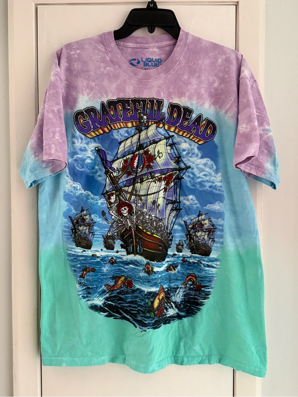 Liquid Blue Grateful Dead Ship Graphic Tee - Purple, Teal, Aqua